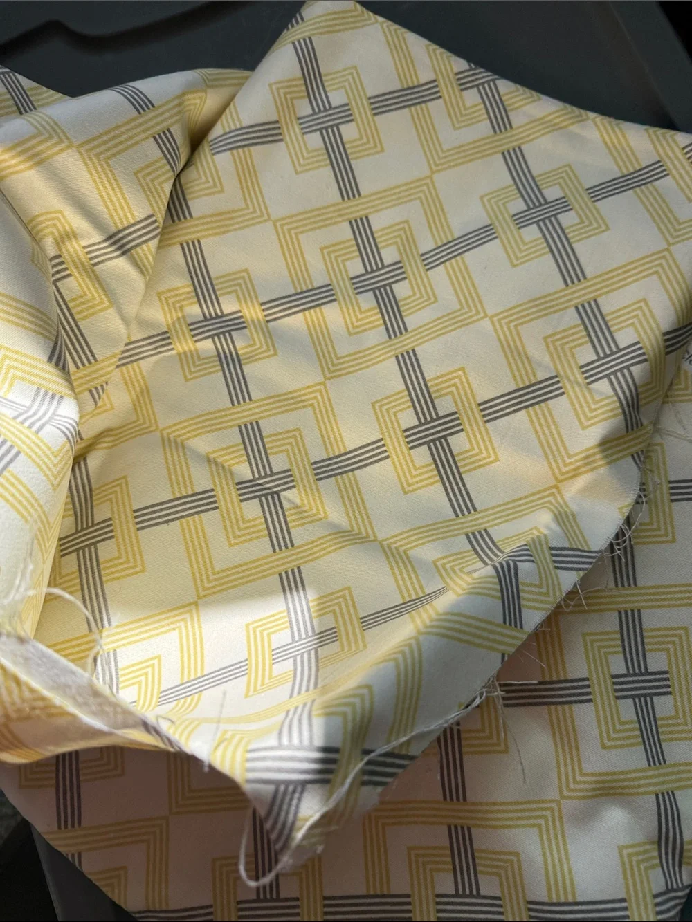 Waverly Geometric Print Fabric in Yellow and Gray 47” by 54”home decor fashion
